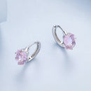 925 Sterling Silver Earrings with Transparent Glass, 12x7mm, for Women-6