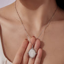 925 Sterling Silver Necklace with White Gold Plating, 40+5cm Length, CZ & Mother of Pearl Pendant for Women-8