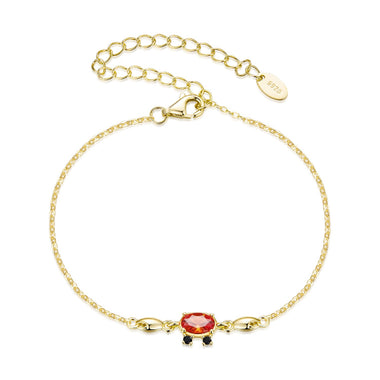 925 Sterling Silver Gold Plated CZ Bracelet 15+6cm for Women