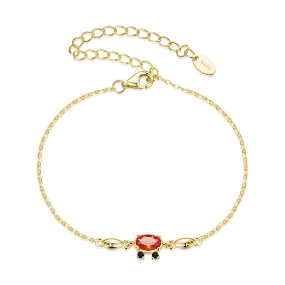 925 Sterling Silver Gold Plated CZ Bracelet 15+6cm for Women