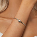 925 Sterling Silver White Gold Plated 17.0cm CZ Bracelet for Women-6