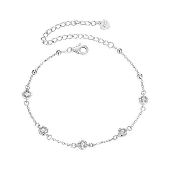 925 Sterling Silver 3mm Moissanite Bracelet for Women