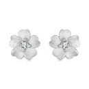 925 Sterling Silver Earrings with Pavé Setting CZ and White Gold Plating, 0.8cm for Women-1