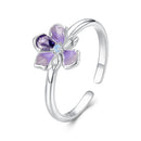 925 Sterling Silver Pavé Set CZ Enamel White Gold Plated Nano Opal Pendant Ring-2