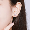 925 Sterling Silver Earrings with Pavé Setting CZ, Size 0.6*0.7cm, for Women-8
