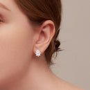 925 Sterling Silver Platinum Plated CZ Pavé Setting Earrings-5