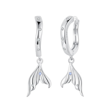 925 Sterling Silver Earrings with Nano Opal Stone and CZ in White Gold Finish