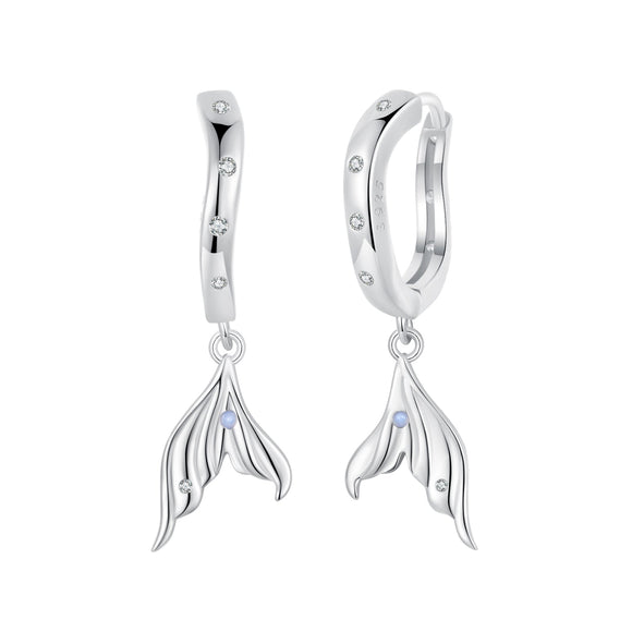 925 Sterling Silver Earrings with Nano Opal Stone and CZ in White Gold Finish