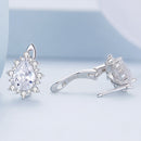 925 Sterling Silver Platinum Plated CZ Pavé Setting Earrings-3
