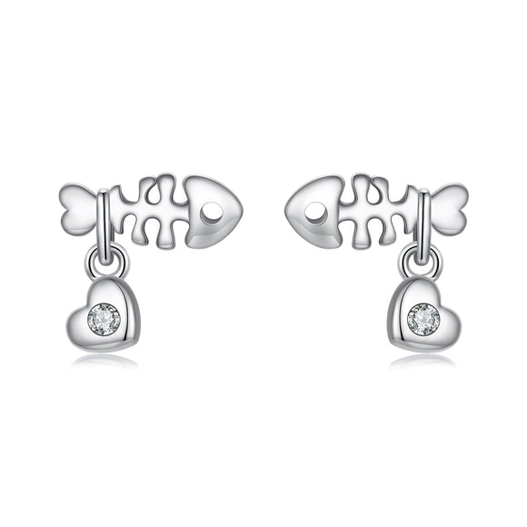 925 Sterling Silver Earrings with Pavé Setting CZ in Oxidized Silver