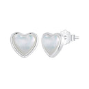 925 Sterling Silver White Shell Plated White Gold Earrings Size 7*8mm-1
