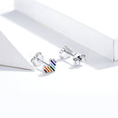 925 Sterling Silver Plated Platinum Earrings 0.5x0.6cm-3