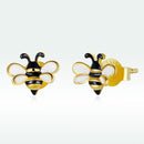 925 Sterling Silver Enamel Plated Gold Earrings-4