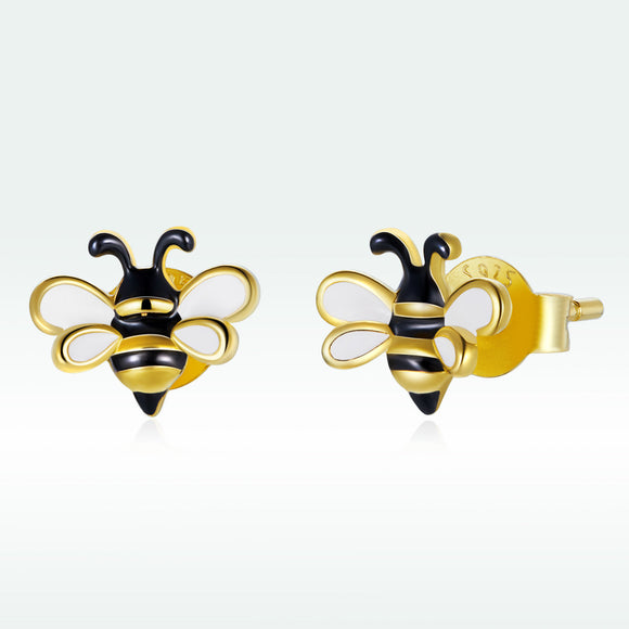 925 Sterling Silver Enamel Plated Gold Earrings