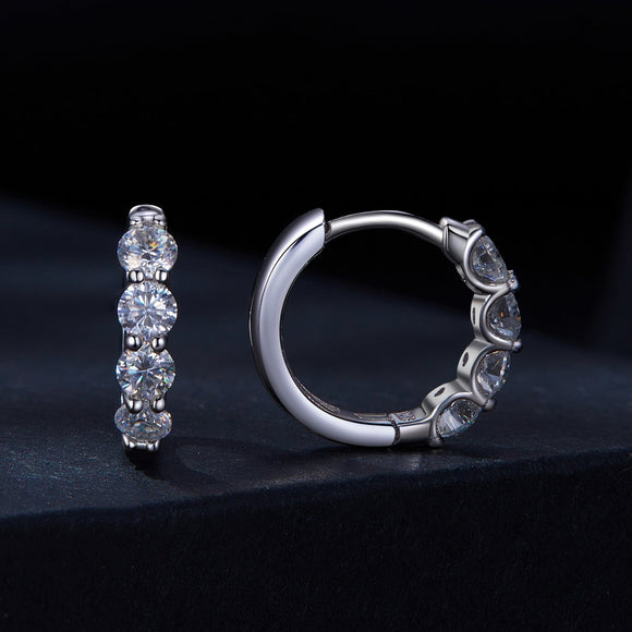 925 Sterling Silver Moissanite 0.1 Carat Platinum Plated Earrings for Women