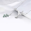 925 Sterling Silver Necklace with Bird and Leaves Design for Women-5