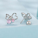 925 Sterling Silver Earrings with Pavé Setting CZ and Transparent Glass for Women-2