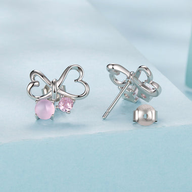 925 Sterling Silver Earrings with Pavé Setting CZ and Transparent Glass for Women - 0