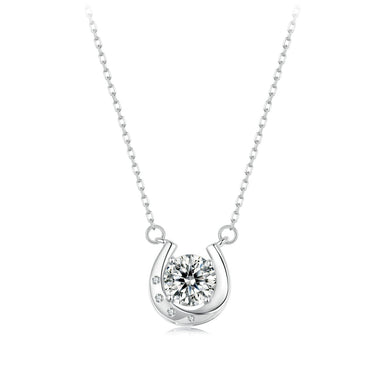925 Sterling Silver Moissanite Necklace with Pavé Setting, 1 Carat, 400mm Length for Women - 0