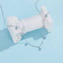 925 Sterling Silver Necklace with Synthetic Turquoise in White Gold, Adjustable 450mm for Women-3