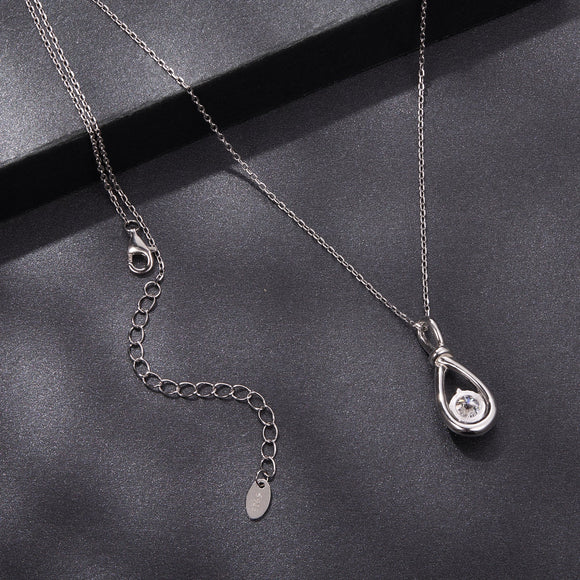 925 Sterling Silver 1 Carat Moissanite Necklace with White Gold Plating - 40+5cm Length for Women