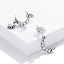 925 Sterling Silver Earrings with Translucent Opal and CZ in Oxidized Finish-5