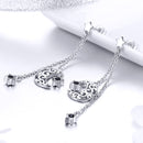 925 Sterling Silver Earrings with Plated Platinum and CZ - 4.4 x 1.0 cm for Women-5