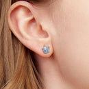 925 Sterling Silver Earrings with Enamel CZ in White Gold, 1.0x0.9cm for Women-6