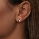925 Sterling Silver Earrings with Transparent Glass and White Gold Plating-7