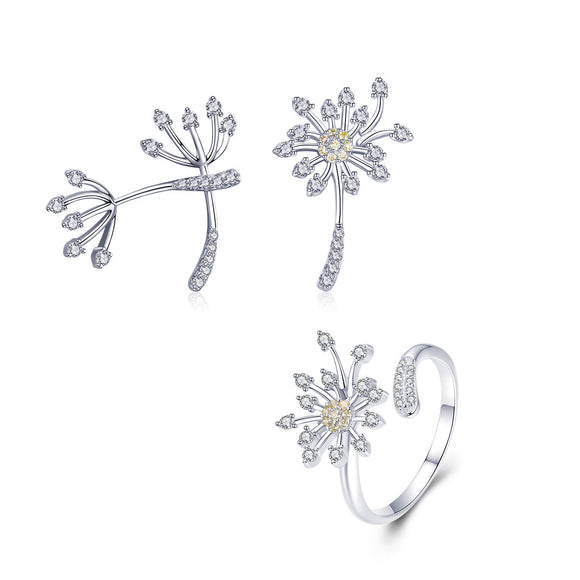925 Sterling Silver Ring with Plated Platinum and Pavé Setting CZ