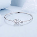 925 Sterling Silver Bracelet with CZ, 17mm, White Gold Plated, For Women-4