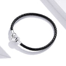 925 Sterling Silver Leather 17cm Bracelet with Oxidized CZ for Women-3