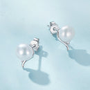925 Sterling Silver Pavé Setting CZ & Natural Fresh Water Earrings for Women - 10*7mm-4