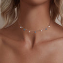 925 Sterling Silver & White Gold Plated Adjustable Layered CZ Necklace for Women-4