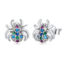 925 Sterling Silver Earrings with Pavé Setting CZ, Oxidized Silver, 0.7*0.8 cm for Women-1