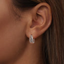 925 Sterling Silver White Gold Plated Pave Setting CZ Earrings 13*6mm for Women-7