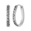 925 Sterling Silver Earrings for Women - 2.0*0.3cm, Inner Diameter 1.7cm, Oxidized Silver-2