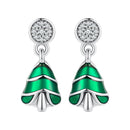 925 Sterling Silver Earrings with Enamel and Pavé Set CZ in Oxidized Silver-1