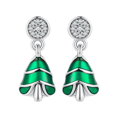 925 Sterling Silver Earrings with Enamel and Pavé Set CZ in Oxidized Silver