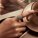 925 Sterling Silver & White Gold Plated Amazonite Ring Size 6 for Women-6