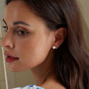 925 Sterling Silver White Shell Plated White Gold Earrings Size 7*8mm-7