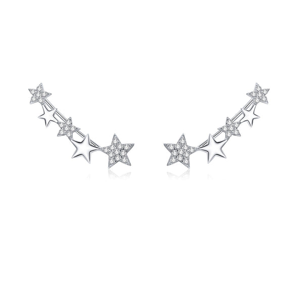 925 Sterling Silver Earrings with Plated Platinum and Pavé Setting CZ