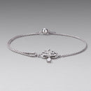 925 Sterling Silver Adjustable Chain Bracelet with White Gold Plating and CZ for Women-2