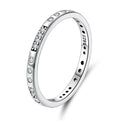 925 Sterling Silver Oxidized 0.18cm Wide Pavé Setting CZ Ring for Women - Size 6.0-1