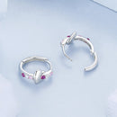 925 Sterling Silver Earrings with Pavé Setting CZ in White Gold, 1.2*0.6cm for Women-5