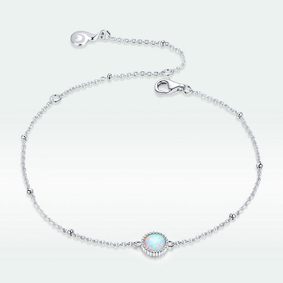 925 Sterling Silver Opal Bracelet for Women - Adjustable Size, Translucent Color