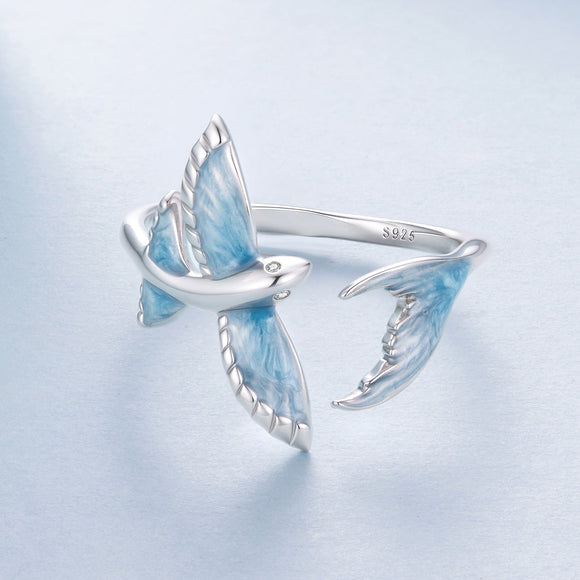 925 Sterling Silver White Enamel Pavé Set CZ Ring for Women