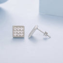 925 Sterling Silver 0.8cm Pavé Setting CZ White Gold Plated Earrings for Women-4
