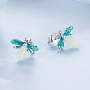 925 Sterling Silver Earrings with Luminous Stone in 10x12mm-6