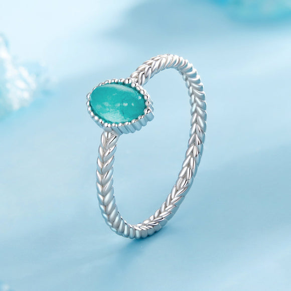 925 Sterling Silver & White Gold Plated Amazonite Ring Size 6 for Women
